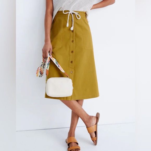 Madewell Dresses & Skirts - Madewell Tie-Waist Utility Midi Skirt Color-Bronzed Lichen Size-00